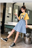 High Waist A-Line Denim Skirts With Straps