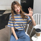 Loose Short Sleeve Striped Casual Shirt