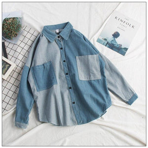 Vintage Denim Style Blouse Shirt