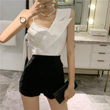 Sexy Irregular Pearl Crop Tops