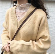 Loose V-Neck Knitted Warm Sweater