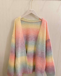 Loose Cardigan Rainbow Knitted Sweater