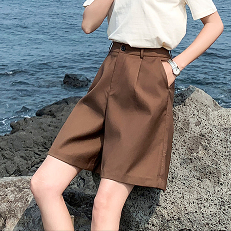 High Waist Solid Color Shorts Pants