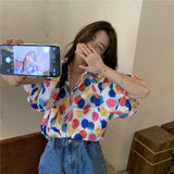 Loose Half Sleeve Printed Blouse Shirt