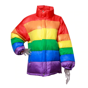 Rainbow Striped Coat Parka Jacket