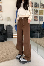 Vintage Heart Pocket Printed Brown Wide Leg Pants