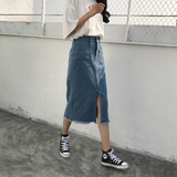 High Waist Pockets Casual Slim Denim Skirt