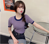 Cute O-Neck Skinny Ringer Slim Shirt