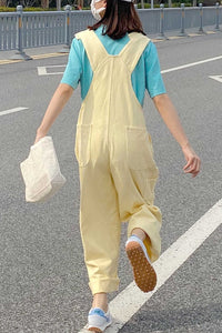 Loose Casual Yellow Jumpsuits