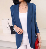 Solid Scarf Collar Cardigan Sweater