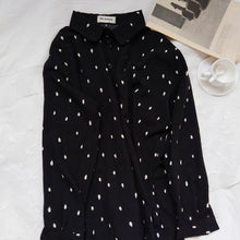 Chiffon Long Sleeve V-Neck Polka Dot Shirt