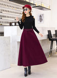 High Waist Woolen Skirt With Belt