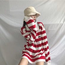 Retro Stripes Loose Oversized Polo Shirt