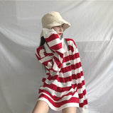 Retro Stripes Loose Oversized Polo Shirt