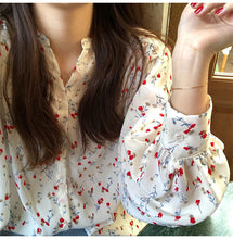 V-Neck Floral Pattern Elegant Shirt