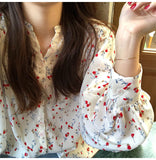 V-Neck Floral Pattern Elegant Shirt