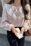 Floral Pattern Peter Pan Collar Long Sleeve Blouse Shirt