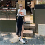 High Waist Sexy Split A-Line Skirt