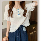 Cute Flower Button Casual Slim Shirt