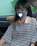 Loose Striped Polo Collar Shirt