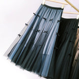 High Waist Bow Knot Long Skirt