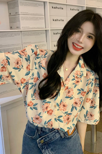 Retro Sweet Floral Chiffon Blouse Shirt