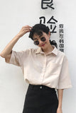 Half Sleeve Retro Apricot Blouse Shirts