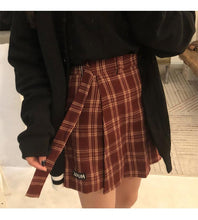 High Waist Vintage Plaid Irregular Mini Skirt