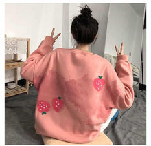 Sweet Strawberry Printed Loose Sweater