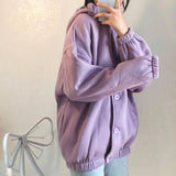 Solid Button Loose Oversize Warm Velvet Jacket