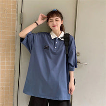 Loose Solid Colors Short Sleeve Turn Down Collar Shirts