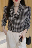 Houndstooth Pattern Notched Blazer Jackets