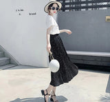 Polka Dot Mid Length Pleated Skirt