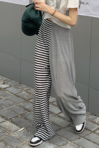 Half Irregular Striped Pants