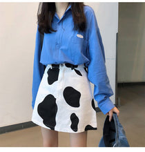 High Waist Cow Pattern A-Line Skirt