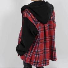 Loose Long Sleeve Plaid Hooded Style