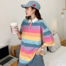 Cute Pastel Rainbow Striped Polo Shirt