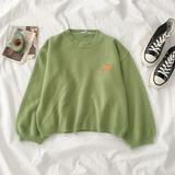 Fruits Embroidery Loose Oversize Sweater