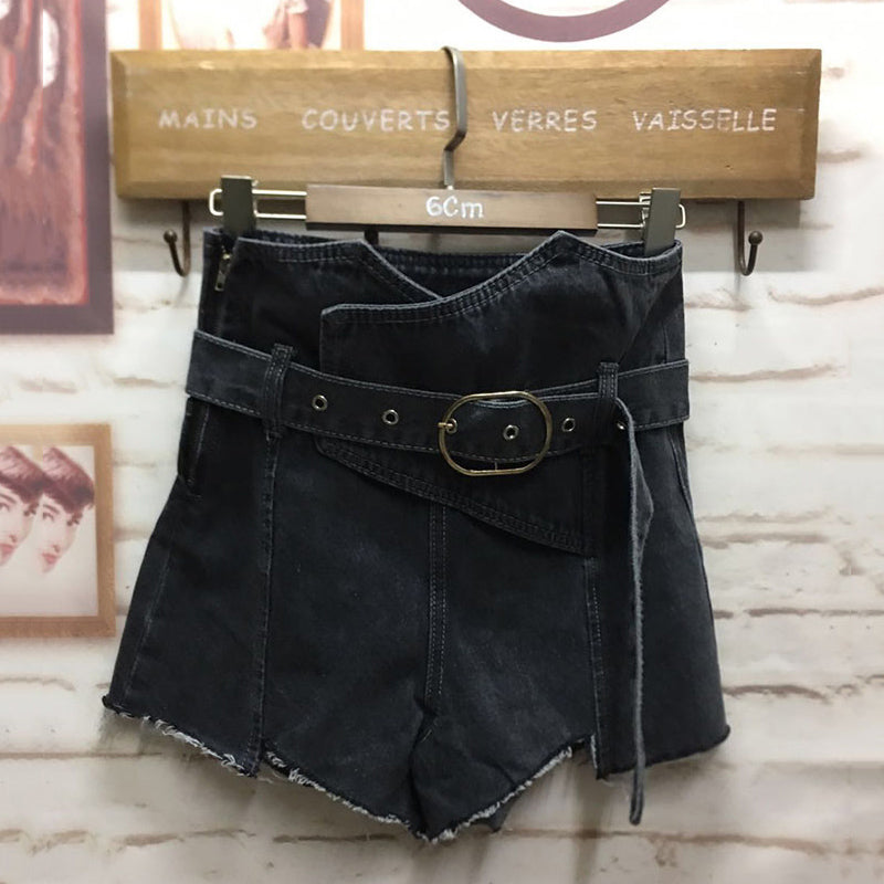 Belted Sexy Irregular Denim Shorts Jeans – Tomscloth