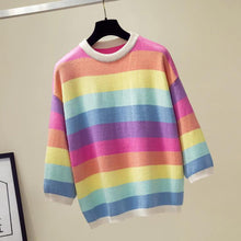 Loose Rainbow Striped Cashmere Sweater