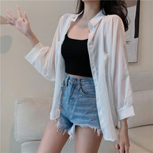 Long Sleeve White Transparent Sexy Shirt