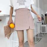 High Waist Slim Plaid Elegant Skirt