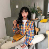 Spliced Sleeves Plaid Shirt