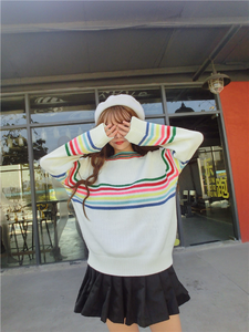 Sweet Rainbow Stripe Loose Sweater