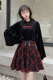 High Waist Lace Up Plaid Gothic Style Skirt