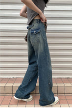 High Waist Loose Wide Leg Cute Back Pocket Jeans Pants