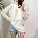 Little Flower Embroidery Knitted Sweater