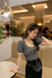 Lace Leisure Short Sleeve Plaid Shirt