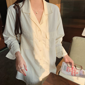 Loose Notched Collar Elegant Blouse Shirt