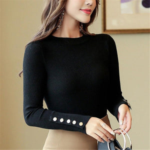Knitted Long Sleeve Button O-Neck Sweater